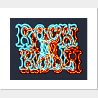 Glowing Neon Ice and Fire RocK n RolL Anagram Posters and Art